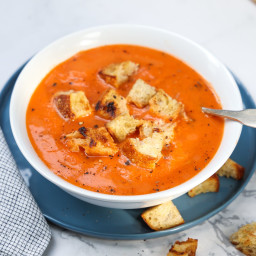 Homemade Tomato Soup with Garlicky Sourdough Croutons