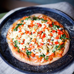 Homemade very veggie thin crust pizza