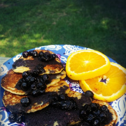 Homestyle Vegan Pancakes with Blueberry Syrup
