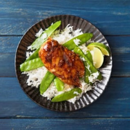 Honey-and-Ginger-Glazed Chicken with Snap Peas and Jasmine Rice