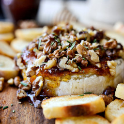 Honey Baked Brie with Fig Jam and Walnuts