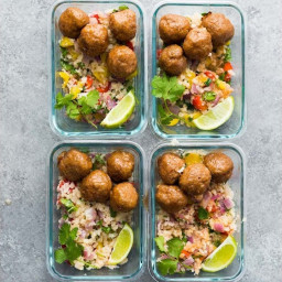 Honey Chipotle Meatball Meal Prep Bowls