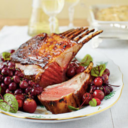 Honey-Curry Glazed Lamb with Roasted Grapes and Cranberries