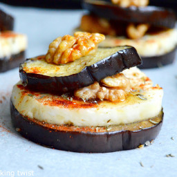Honey-drizzled Eggplant and Goat Cheese Stacks