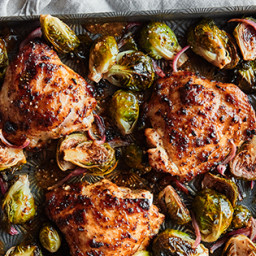 Honey Mustard Sheet-Pan Chicken with Brussels Sprouts