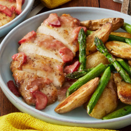 Honey-Rhubarb Chickenwith Asparagus and Fingerling Potatoes