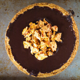 Honey-Scented Cheesecake with Chocolate Ganache and Honeycomb