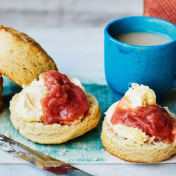 Honey Scones with Rhubarb Compote