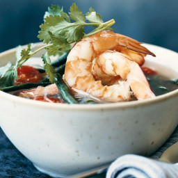 Hot and sour noodle soup with prawns