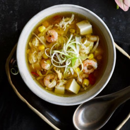 Hot and sour prawn and sweetcorn soup