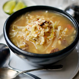 Hot and Sour Soup with Mushrooms, Cabbage, and Rice