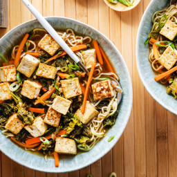 Hot and Sour Soup with Mustard Greens & Crispy Tofu