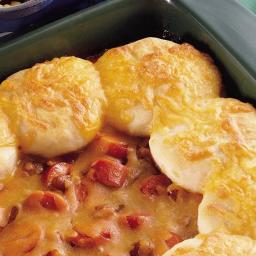 Hot Dogs 'n Beans Biscuit Casserole