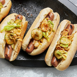 Hot Dogs with Kimchi Salsa