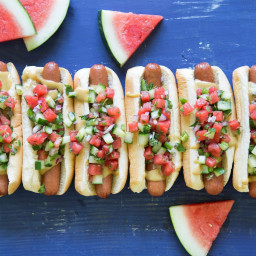 Hot Dogs with Watermelon Relish