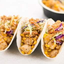 Hot Honey Chicken Tacos with Ranch Slaw and Crispy Onionseasy prep and pan 