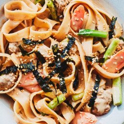 Hot Sesame Noodles with Scallions and Pork