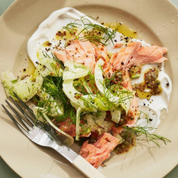 Hot-Smoked Salmon with Salted Yogurt and Fennel