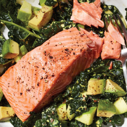 How to Make Kale Salad With Poached Salmon, Apple, and Avocado