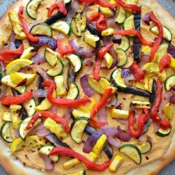 hummus & grilled vegetable pizza