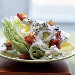 Iceberg Wedge with Warm Bacon and Blue Cheese Dressing