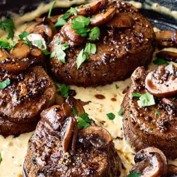 Ina Gartens Filet Mignon with Mustard and Mushrooms