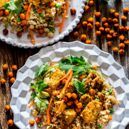 Indian Cauliflower Fried Rice with Chicken and Roasted Chickpeas