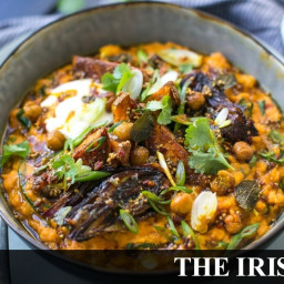 Indian Dal with Roast Sweet Potatoes, Red Onion & Chickpeas