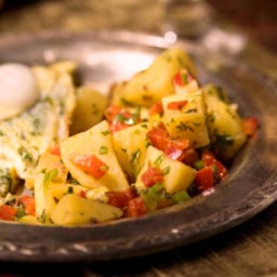 Indian Potato Salad with Cilantro Omelet