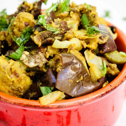 Indian Spice Stuffed Eggplants & Potatoes