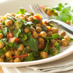 Indian Spiced Garbanzos and Greens