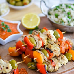 Indian-Style Chicken Kabobs with Romesco Sauce