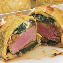 Individual Beef Wellingtons with Mushroom, Spinach and Blue Cheese Filling