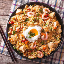 Indo Chinese Prawn And Chicken Fried Rice Recipe
