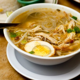 Indonesian Chicken Soup With Noodles, Turmeric and Ginger