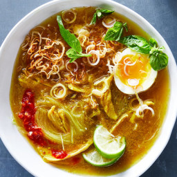 Indonesian Chicken Soup With Noodles, Turmeric and Ginger (Soto Ayam)