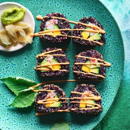 Inside-Out California Rolls with Mango and Spicy Mayo