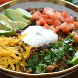 Instant Pot Beef and Brown Rice Burrito Bowls