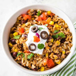 Instant Pot Beef, Black Bean, and Rice Taco Bowls