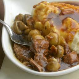 Instant Pot Beef Tips and Gravy with Mashed Potatoes
