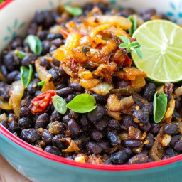 Instant Pot Black Beans With Spiced Fried Onions
