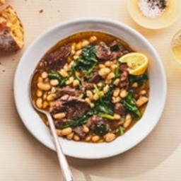 Instant Pot Braised Lamb with White Beans and Spinach