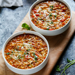 Instant Pot Cheesy Southwestern Lentils & Brown Rice