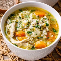 Instant Pot Chicken and Cauliflower Rice Soup (Low Carb)