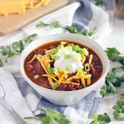Instant Pot Chili with Ground Beef and Dry Kidney Beans (Slow Cooker Option