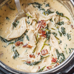 Instant Pot Crack Chicken Spinach Soup with Cream Cheese and Bacon