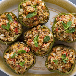 Instant Pot Curry Chicken-Stuffed Bell Peppers