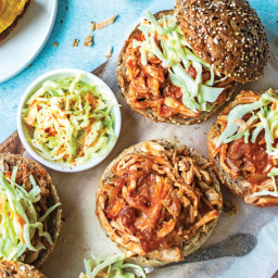 Instant Pot Pulled BBQ Chicken with Coleslaw