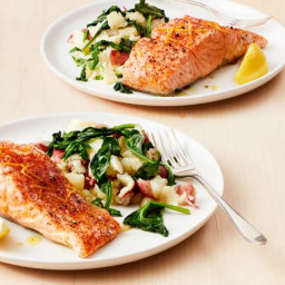 Instant Pot Salmon with Garlic Potatoes and Greens