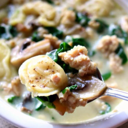 Instant Pot Tortellini Soup with Parmesan, Chicken Sausage and Mushrooms